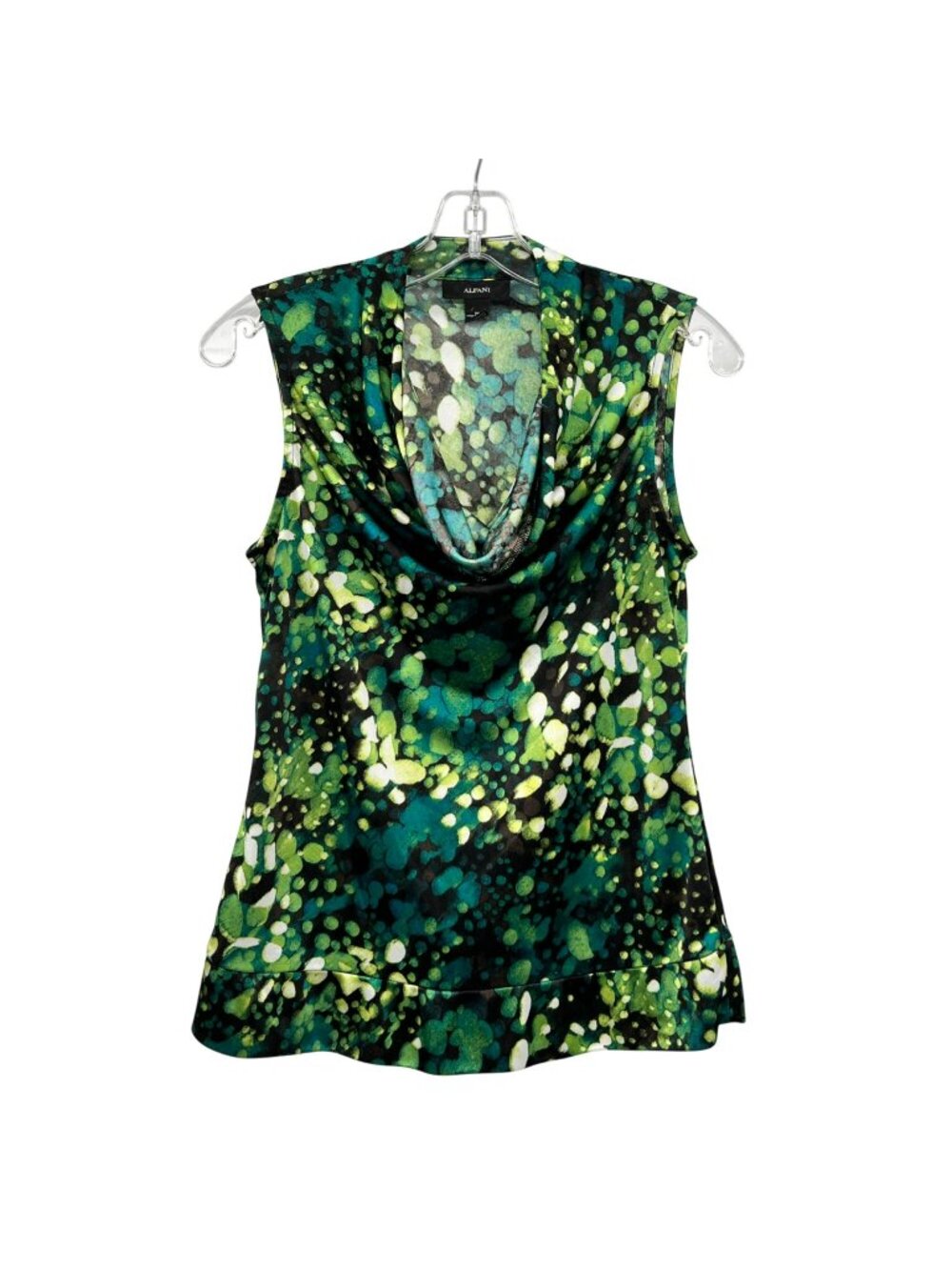 Alfani Sleeveless Cowl Neck Top Green/Multi Print Womens Size Medium
